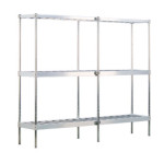 New Age 1289 - Keg Rack, 93”W x 20-3/4”D x 76”H, (3) shelves, “T”-bar shelves, aluminum construction