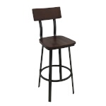 Oak Street BM-6058 - Outlander Bar Stool, solid beech seat and back in walnut stain, with footring