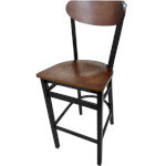 Oak Street BM-262 - Bar Stool, kidney shaped wood back, black frame