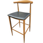 Oak Street BM-6063-NT-BLK - Elbow Series Bar Stool, natural clear coat finish, black vinyl seat