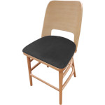 Oak Street BW-0439-NT-BLK - Aurora Series Bar Stool, black vinyl seat, wood back & frame
