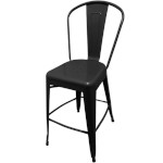 Oak Street OD-BM-0001-BLK - Smokestack Bar Stool, indoor/outdoor, metal back & seat, black finish