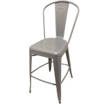 Oak Street OD-BM-0001-SLV - Smokestack Bar Stool, indoor/outdoor, metal back & seat, silver finish
