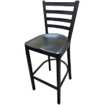 Oak Street OD-BM-234-MS - Bar Stool, indoor/outdoor, ladderback, metal seat, black frame