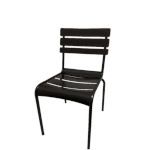 Oak Street OD-CM-330-BLK - Stacking Dining Chair, indoor/outdoor, black metal slats on seat & back
