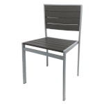 Oak Street OD-CM-TK-G - Dining Chair, indoor/outdoor, gray teak plank back and seat, silver finish