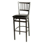 Oak Street SL2090-1 - Bar Stool, vertical back, seat to be specified, footrest, black frame