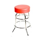 Oak Street SL2129-RED - Swivel Bar Stool, upholstered button top, double ring, red vinyl