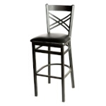 Oak Street SL2130-1 - Bar Stool, cross back, seat to be specified, footrest, black frame