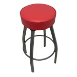 Oak Street SL2132-CCS-RED - Swivel Bar Stool, upholstered seat, single ring base, red vinyl