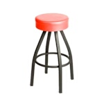 Oak Street SL2132-RED - Swivel Bar Stool, upholstered seat, single ring base, red vinyl