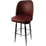 Oak Street SL2133 - Swivel Bar Stool, upholstered bucket seat, single footring, black frame, vinyl