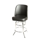 Oak Street SL2134-BLK - Swivel Bar Stool, upholstered bucket seat, double footring, black vinyl