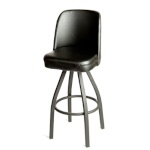 Oak Street SL2136-BLK - Swivel Bar Stool, upholstered bucket seat, black vinyl