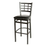 Oak Street SL2163-1 - Bar Stool, window pane back, seat to be specified, footrest, black frame
