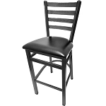 Oak Street SL2301-SV - Bar Stool, ladder back, seat to be specified, footrest, silver frame