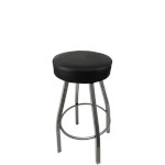 Oak Street SL3132-CCS - Swivel Bar Stool, backless, XL upholstered button top, chrome frame, vinyl