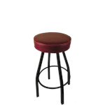 Oak Street SL3132 - Swivel Bar Stool, backless, XL upholstered button top seat, black frame, vinyl