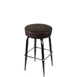 Oak Street SL3135 - Swivel Bar Stool, backless, XL upholstered button top seat, black frame, vinyl