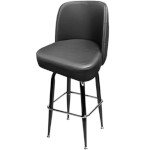 Oak Street SL8133 - Swivel Bar Stool, upholstered tufted back & bucket seat, black frame, chrome footring