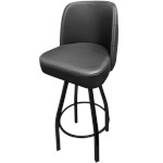 Oak Street SL8136 - Swivel Bar Stool, upholstered tufted back & bucket seat, black frame