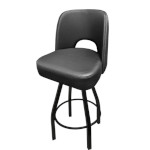 Oak Street SL9036 - Swivel Bar Stool, counter height, upholstered cutout back & bucket seat, black frame, footring