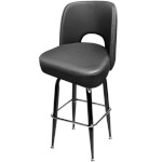 Oak Street SL9133 - Swivel Bar Stool, upholstered cutout back & bucket seat, with black frame