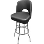 Oak Street SL9134 - Swivel Bar Stool, upholstered cutout back & bucket seat, with chrome frame
