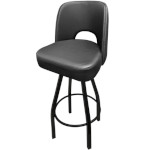 Oak Street SL9136 - Swivel Bar Stool, upholstered cutout back & bucket seat, black frame, footring