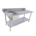 Serv-Ware TSF-3072-L - Work Table with Sink, 72
