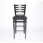 Skibee SKIC2301BLK/BLKM - Bar Stool, ladder back, black vinyl seat, frame with matte black finish