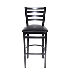 Skibee SKIC2301BLK/BLKG - Bar Stool, ladder back, black vinyl seat, metal frame with black finish