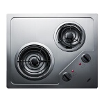 Summit CR2B122 - Cooktop, electric, two-burner, coil elements, stainless steel finish