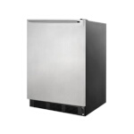 Summit FF7BKSSHHADA - Undercounter Refrigerator, 5.5 cu.ft., Black Exterior with Stainless Steel Door