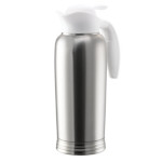 Service Ideas 10-00744-WH0 - Vacuum Insulated Creamer, 1-liter, push button lid, brushed stainless & white