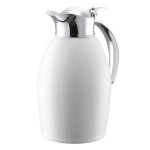 Service Ideas NIC10BSWH - Vacuum Insulated Carafe, 1-liter, flip-top lid, radiant white