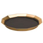 Service Ideas TRPN119RIBSVG - Bar Serviing Tray, 12-sided, vintage gold