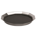 Service Ideas TRPN1412RIBS - Bar Serviing Tray, 12-sided, brushed stainless & black