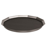Service Ideas TRPN1614RIBS - Bar Serviing Tray, 12-sided, brushed stainless & black