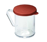 TableCraft 166C - Dredge/Shaker, 10 oz., for medium ground spices, with handle & rose snap tight plastic lid