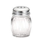 TableCraft 260SL - Cheese Shaker, 6 oz., swirled glass jar, chrome plated slotted top
