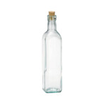 TableCraft 616 - Prima Olive Oil Bottle, 16 oz., square, green tinted glass bottle, with cork stopper