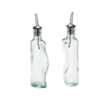 TableCraft 918 - Gemelli Bottle Set, (2) 8-1/2 oz. embracing green tinted glass, stainless pourers