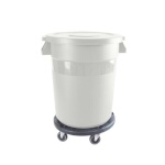 Thunder Group PLTC020W - Trash Can, 20 gallon, round, integrated handles, plastic, white