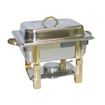 Thunder Group SLRCF0834GH - Chafer, 4 quart, half-sized, rectangular, fuel holder, gold handles