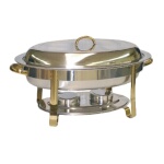 Thunder Group SLRCF0836GH - Chafer, 6 quart, oval, lift-off cover, dual fuel holder, gold accents