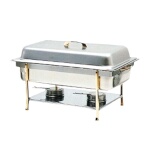 Thunder Group SLRCF0840 - Chafer, full size, 8 quart, rectangular, lift-off cover, brass trimmed