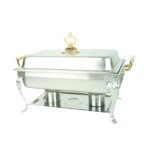 Thunder Group SLRCF8533 - Chafer, 8 quart, full-size, lift-off lid, fuel holder, brass handles
