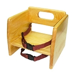 Thunder Group WDTHBS018 - Booster Seat, flippable for seat height, safety harness straps, wood, natural finish