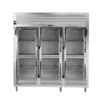 Traulsen RHT332NUT-HHG - Refrigerator, three-section, 69.5 cu. ft., self-contained, narrow half-height glass doors
